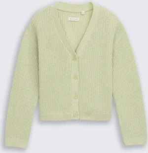 TOM TAILOR Mädchen Cropped Cardigan mit V-Ausschnitt, grün, Uni, Gr. 128