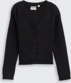 TOM TAILOR Mädchen Cropped Cardigan mit V-Ausschnitt, schwarz, Uni, Gr. 164