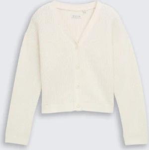 TOM TAILOR Mädchen Cropped Cardigan mit V-Ausschnitt, weiß, Uni, Gr. 176