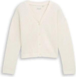 TOM TAILOR Mädchen Cropped Cardigan mit V-Ausschnitt, weiß, Uni, Gr. 176