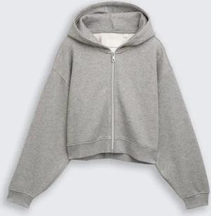 TOM TAILOR Mädchen Cropped Hoodie Sweatjacke in Glitzer-Optik, grau, Meliert, Gr. 152