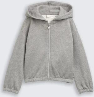 TOM TAILOR Mädchen Cropped Hoodie Sweatjacke in Glitzer-Optik, grau, Meliert, Gr. 92/98