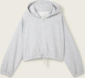TOM TAILOR Mädchen Cropped Hoodie Sweatjacke mit Kordelzug, grau, Meliert, Gr. 176