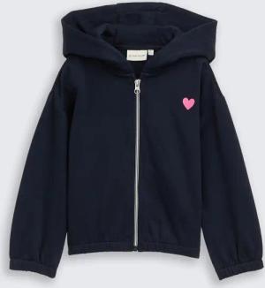 TOM TAILOR Mädchen Cropped Hoodie Sweatjacke mit Stickerei, blau, Uni, Gr. 104/110
