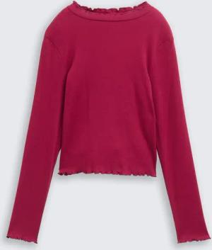 TOM TAILOR Mädchen Cropped Langarmshirt mit Rippstruktur, rot, Uni, Gr. 152