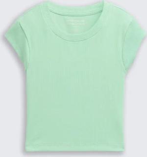 TOM TAILOR Mädchen Cropped Ripp T-Shirt, grün, Uni, Gr. 152