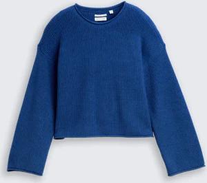 TOM TAILOR Mädchen Cropped Strickpullover, blau, Uni, Gr. 128