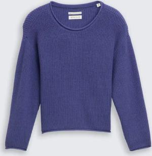 TOM TAILOR Mädchen Cropped Strickpullover, blau, Uni, Gr. 92/98