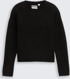 TOM TAILOR Mädchen Cropped Strickpullover in Glitzer-Optik, schwarz, Uni, Gr. 164