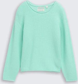 TOM TAILOR Mädchen Cropped Strickpullover mit Rundhalsausschnitt, grün, Uni, Gr. 116/122