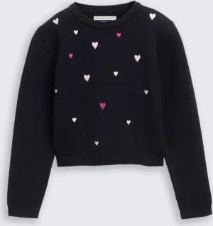 TOM TAILOR Mädchen Cropped Strickpullover mit Stickerei, blau, Uni, Gr. 92/98