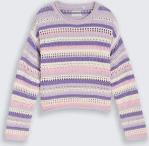 TOM TAILOR Mädchen Cropped Strickpullover mit Streifenmuster, lila, Gestreift, Gr. 152