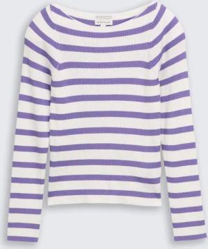 TOM TAILOR Mädchen Cropped Strickpullover mit Streifenmuster, lila, Gestreift, Gr. 152