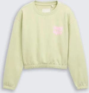 TOM TAILOR Mädchen Cropped Sweatshirt mit Print, grün, Uni, Gr. 128