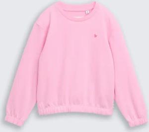 TOM TAILOR Mädchen Cropped Sweatshirt mit Stickerei, rosa, Uni, Gr. 116/122