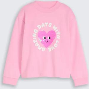 TOM TAILOR Mädchen Cropped Sweatshirt mit Wendepailletten, rosa, Uni, Gr. 116/122