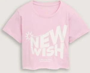 TOM TAILOR Mädchen Cropped T-Shirt mit Print, rosa, Uni, Gr. 152