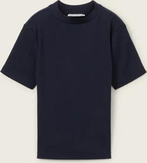 TOM TAILOR Mädchen Cropped T-Shirt mit Rippstruktur, blau, Uni, Gr. 164