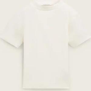 TOM TAILOR Mädchen Cropped T-Shirt mit Rippstruktur, weiß, Uni, Gr. 140
