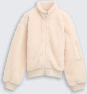 TOM TAILOR Mädchen Cropped Teddy Jacke mit Fleece, beige, Uni, Gr. 128