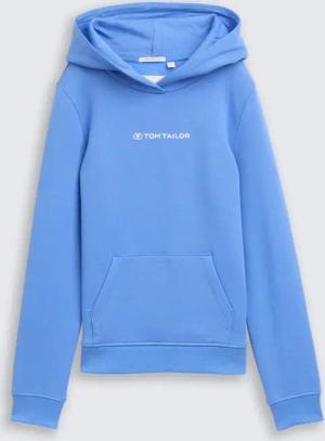 TOM TAILOR Mädchen Hoodie Sweatshirt mit Logo-Print, blau, Uni, Gr. 176