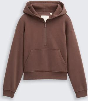 TOM TAILOR Mädchen Hoodie Sweatshirt mit Reißverschluss, braun, Uni, Gr. 140
