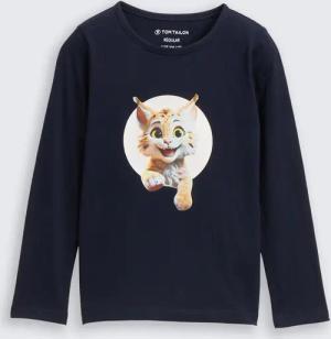 TOM TAILOR Mädchen Langarmshirt mit Fotoprint, blau, Uni, Gr. 92/98