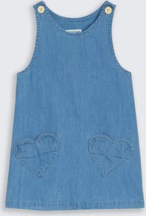 TOM TAILOR Mädchen Midi-Kleid mit Herztaschen, blau, Uni, Gr. 128/134