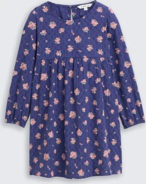 TOM TAILOR Mädchen Mini-Kleid mit Blumenmuster, blau, Geblümt, Gr. 104/110