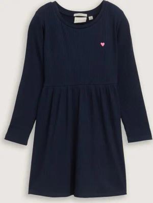 TOM TAILOR Mädchen Mini-Kleid mit Rippstruktur, blau, Uni, Gr. 128/134