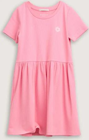 TOM TAILOR Mädchen Mini-Kleid mit Rippstruktur, rosa, Uni, Gr. 116/122