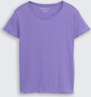 TOM TAILOR Mädchen Pointelle T-Shirt aus Baumwolle, lila, Uni, Gr. 140