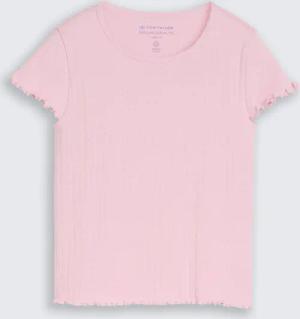TOM TAILOR Mädchen Pointelle T-Shirt aus Baumwolle, rosa, Uni, Gr. 176