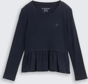 TOM TAILOR Mädchen Ripp Langarmshirt mit Stickerei, blau, Uni, Gr. 116/122