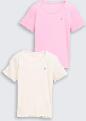 TOM TAILOR Mädchen Ripp T-Shirt im 2er-Pack, weiß, Uni, Gr. 104/110