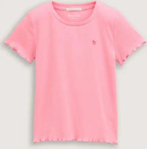TOM TAILOR Mädchen Ripp T-Shirt mit Print, rosa, Uni, Gr. 116/122