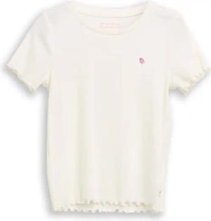 TOM TAILOR Mädchen Ripp T-Shirt mit Print, weiß, Uni, Gr. 104/110