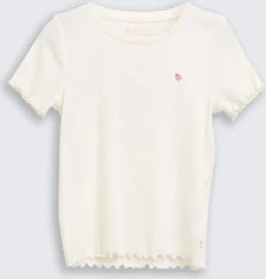 TOM TAILOR Mädchen Ripp T-Shirt mit Print, weiß, Uni, Gr. 116/122