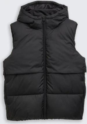 TOM TAILOR Mädchen Steppweste mit Kapuze, schwarz, Uni, Gr. 176