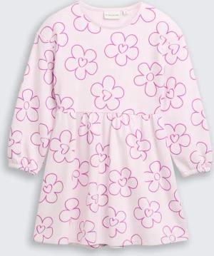 TOM TAILOR Mädchen Sweatshirt-Kleid mit Blumenmuster, rosa, Geblümt, Gr. 92/98
