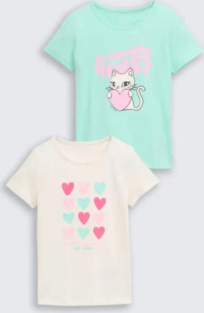 TOM TAILOR Mädchen T-Shirt im 2er-Pack, weiß, Uni, Gr. 104/110