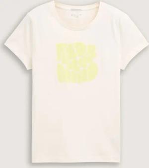 TOM TAILOR Mädchen T-Shirt mit Print, weiß, Uni, Gr. 152