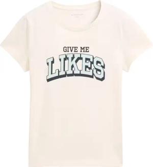 TOM TAILOR Mädchen T-Shirt mit Print, weiß, Uni, Gr. 164