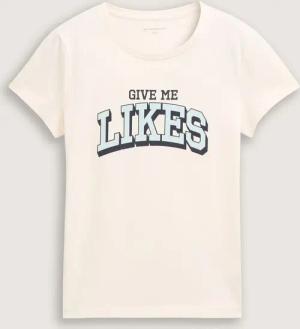 TOM TAILOR Mädchen T-Shirt mit Print, weiß, Uni, Gr. 176