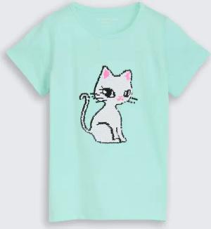 TOM TAILOR Mädchen T-Shirt mit Wendepailletten, grün, Uni, Gr. 92/98