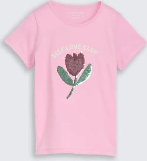 TOM TAILOR Mädchen T-Shirt mit Wendepailletten, rosa, Uni, Gr. 104/110