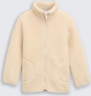 TOM TAILOR Mädchen Teddy Sweatjacke mit Fleece, beige, Uni, Gr. 128/134