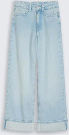 TOM TAILOR Mädchen Wide Leg Jeans mit Turn-up, blau, Uni, Gr. 146