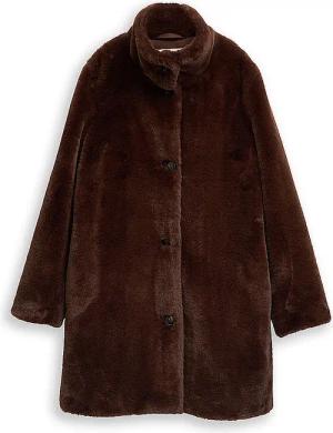 TOM TAILOR Mantel in Felloptik  braun | S