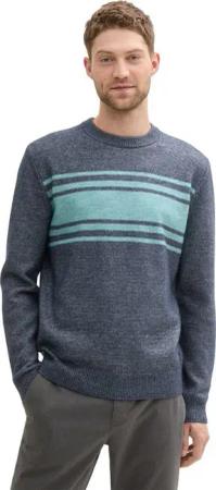 TOM TAILOR Rundhalspullover in Strick-Optik und Streifen-Design